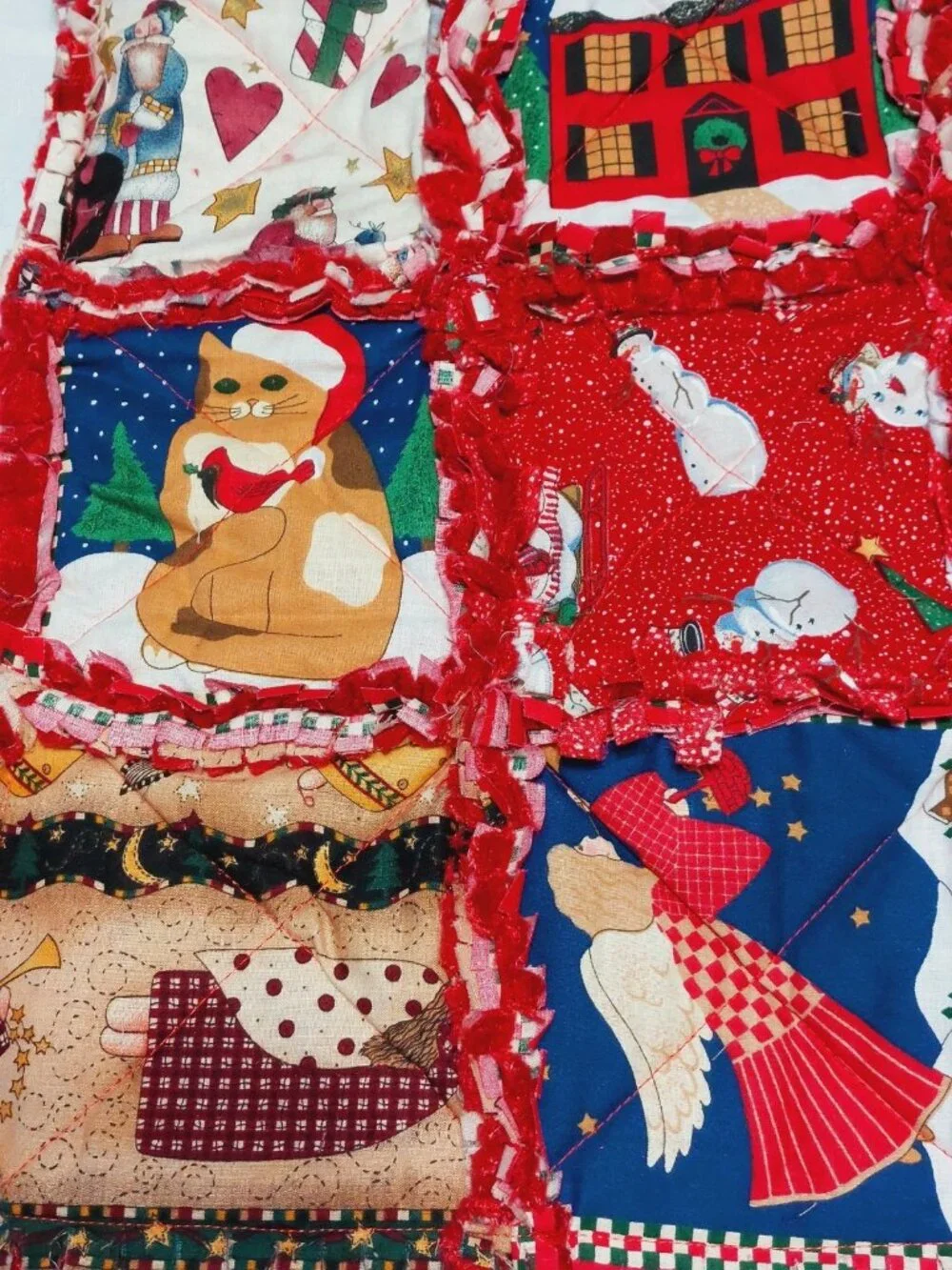 Christmas Rag Lap Throw Quilt 52